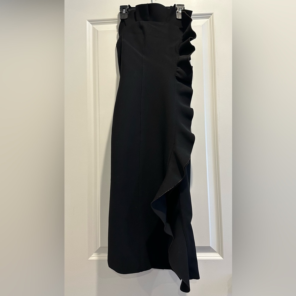 Cinq a Sept Black Strapless Ruffle Dress